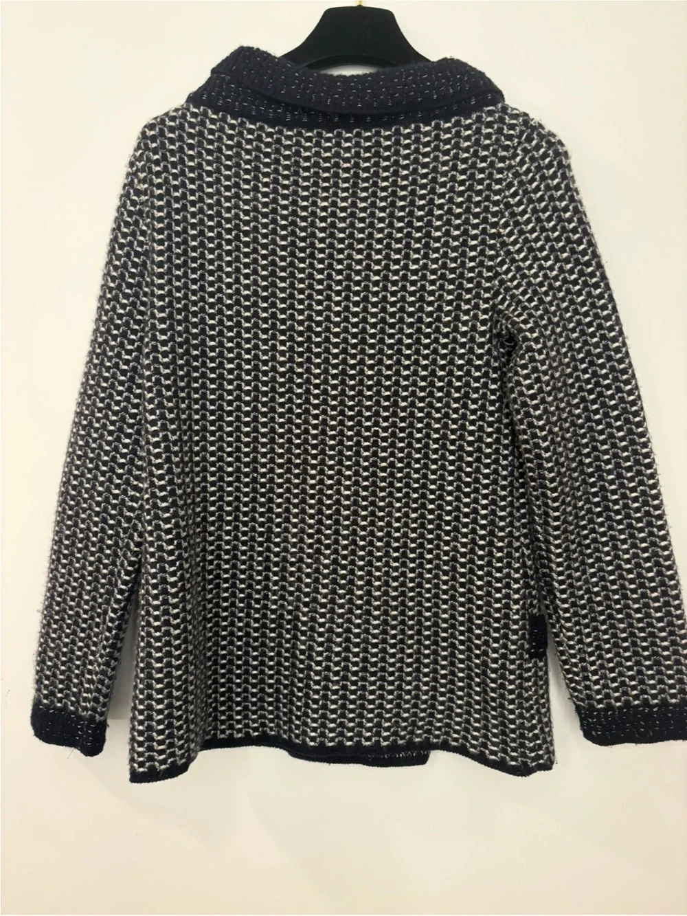 CHANEL Navy and Cream Cashmere Double-Breasted Pea Coat